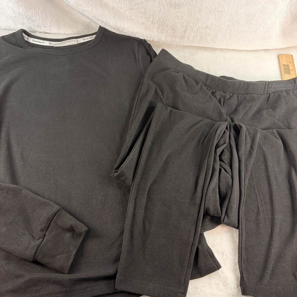 Bearpaw Sleepwear Women's 2-Piece Lounge Set - Black Soft Brushed Knit Sm Cozy
